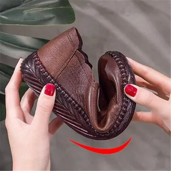 Najlepšie Predaj Svetlo Komfort, Pohodlie, Prírodné Plný Originálne Kožené Topánky Ženy Ploché Topánky 2020 Nové Jarné Módne Členkové Topánky