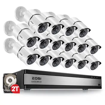ZOSI 1080p 16CH kamerový Systém s 16pcs 2.0 MP Nočné Videnie Vonkajšie/Vnútorné Domov Bezpečnostné Kamery 16CH CCTV DVR Auta