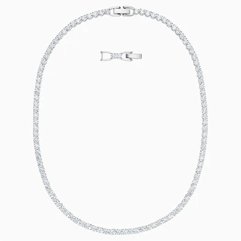 2020 Módne Šperky SWA Nové TENIS DELUXE Náhrdelník Očarujúce Štýl Kolo Kryštálmi Biele Zlato Náhrdelník Ženy Romantika Šperky Darček