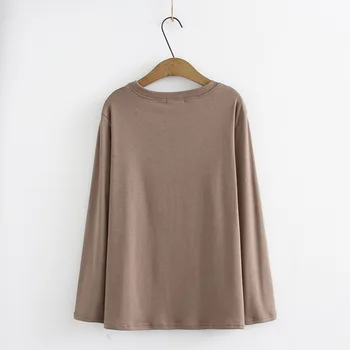 Nový Japonský štýl jar jeseň plus veľkosť topy pre ženy veľký, dlhý rukáv voľné bežné bavlna hnedá, khaki T-shirt 4XL 5XL 6XL