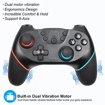 Podpora Bluetooth Gamepad Pre Nintend Switch, NS-Switch Hra ovládač ovládač Pre Prepínanie Konzoly so 6-Os Rukoväť