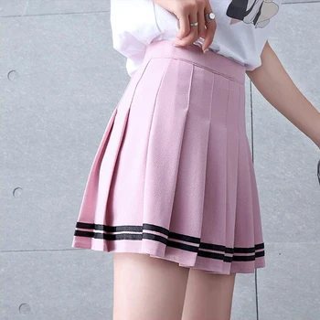 Vysoký Pás Skladaný Sukne Ženy Nového roku 2019 kórejský Prekladané A-line Mini Sukne Ženy Elastický Pás Sladké Dievčatá Dance Sukne P068