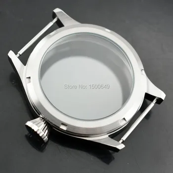 43mm zafírové sklo Plne Kartáčovaný z nerezovej ocele sledovať hosing fit ST3600 ETA 6497 6498 ručné navíjanie mechanické hodinky