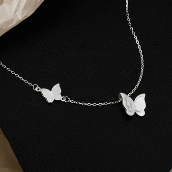 Choker Náhrdelníky pre Ženy 925 Silver Motýľ Elegantné Kúzlo Prívesky Vyhlásenie Svadobné Šperky dz693