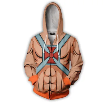 He-Man Cosplay Kostým 3D Tlač zips, Mikiny s Kapucňou sveter módne Mužov a žien Anime bunda