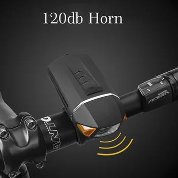 ROCKBROS Bicykel Predné Svetlo 350LM USB Nabíjateľné LED Svetlo na Bicykel Bezdrôtový smerovku Na Bicykle Lampa Cyklistické 120db Horn