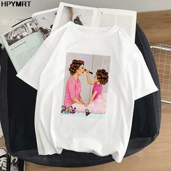 Mama dcéru make-up nové módne ženy tričko oblečenie ulzzang Bežné tričko harajuku kawaii t-shirt zena top tee streetwear