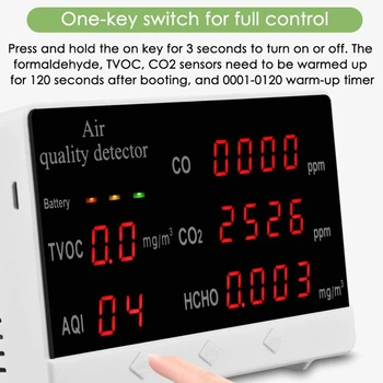 HORÚCE Vnútorné Vonkajšie Kvality Ovzdušia Monitor CO/HCHO/TVOC Tester CO2 Meter Plynu Analyzer