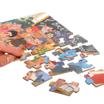 28 Bloku Puzzle, 9.64 * 5.32 Palcový Papier Skladovanie Taška Puzzle Detí Vzdelávacie Perličiek Hračky Spálňa Cartoon stavbu Modelu Auta