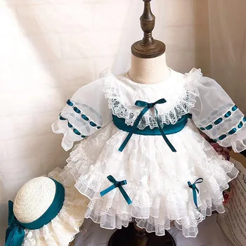 2020 Dievčatká Španielsky Šaty Dieťa Narodeniny Lotia Biele Šaty Dieťa Krst Guľové Šaty Moje Dcéry Boutique Oblečenie
