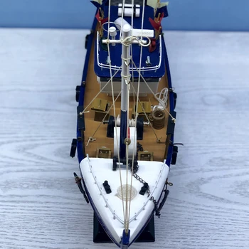 LUCKK Nové 38 CM Biela Rybárskej Lodi Loď Model 3D Drevené Montáž Plachetnici, Hračky, Domáce Dekorácie Príslušenstvo Moderná Plachetnica