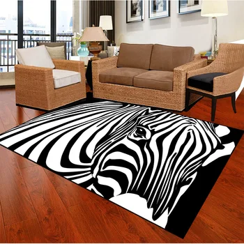 Veľká Zebra Pruhované Tlač Koberce Pre Obývacej Izby, Spálne, Koberčeky Oblasti Domova Mäkký Koberec Konferenčný Stolík Protišmykové Podlahové Rohože