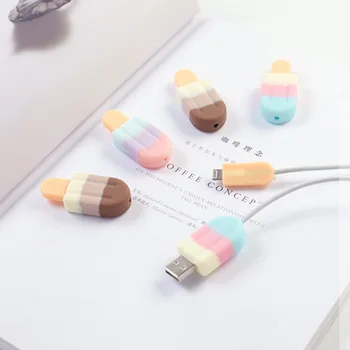 2 ks/veľa Nových Príchodu Silikónové Ice Cream USB Kábel Chránič Káblový Navíjač Šnúry Chránič Pre iphone 5 6 6 7 8 X