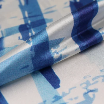 Geometrické línie digitálne maľované hodvábne prírodné satén stretch tkaniny pre tričko tissus au meter tecidos metra lacných čínskych urob si sám