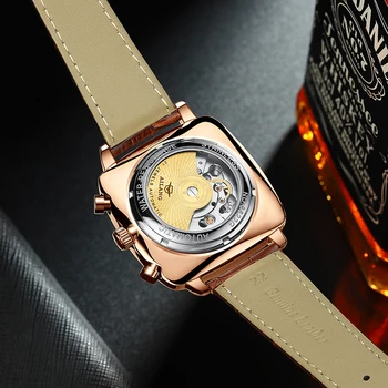 Sledujte muži luxusné mechanické automatický chronograf Námestie Veľké Dial Sledovať Duté Nepremokavé 2020 Nové pánske módne hodinky švajčiarske