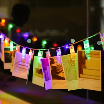 Garland Karty Foto Klip String Svetlá 1,5 M 10LEDs Led Víla Svetlo Vianoce Spálňa DIY Clothespin Tvary Batérie Vianočné Čítanie