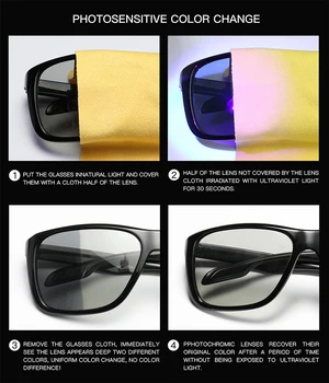 Vodičské Photochromic slnečné Okuliare Chameleon HD Polarizované Mužov Glasse celý deň zmeniť farbu Snehu svetlo Najvyššej kvality 2018