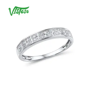 VISTOSO Zlaté Prstene Pre Ženy, Skutočné 9K 375 White Gold Ring Iskrivý Diamant Sľub Kapely Krúžky Výročie Jemné Šperky