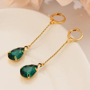 Dubaj India Afrika pozlátené náušnice set s diamant, smaragd fringe fenku zapojenie svadobné šperky ako darček