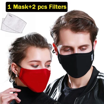 Black PM2.5 Úst Maska Proti prachu Anti-haze Bavlna Masku, Respirátor s počtom atómov Uhlíka Aktivovaný Filter Dospelých Ochranné Masky Opakovane