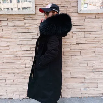 X-dlhé ženy vetrovka Nad kolená zimná bunda skutočný prírodný fox kožušinový kabát s kapucňou hrubé teplé outwear doprava zadarmo