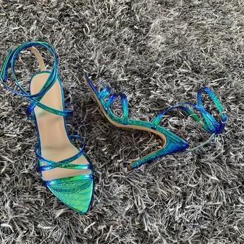 2019 Lete ženy vysokým podpätkom sandále sexy členok popruh sandál topánky strany svadobné topánky žena patent kožené vysoké podpätky