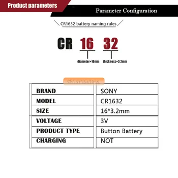 20pcs Sony Originálne CR1632 gombíkovú Batériu Pre Sledovať Auto Diaľkové Tlačidlo cr 1632 ECR1632 GPCR1632 3v Lítiové Batérie
