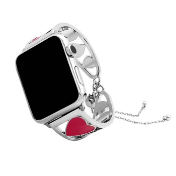 LuReen Srdce Watchband Pre iWatch Nehrdzavejúcej Ocele Sledovať Popruh Nastaviteľné Apple hodinkám 38mm/42mm Iwatch Série 4 3 2 1