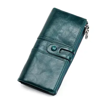 Originálne kožené ženy spona dlho kabelku 3 priečinok peňaženky mincu kabelku držiteľa karty