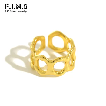 F. I. N. S 2020 NOVÉ Designn S925 Šterlingov Strieborné Prstene Jednoduchý Nepravidelných Duté Honeycomb Široký Prst 925 Striebro Prstene Jemné Šperky