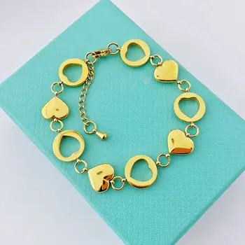 Móda Zlatá Farba Srdce Láska Kúzlo Náramky & Prívesky Pre Ženy Jednoduchý Odkaz Reťazca Pulseras Šperky Dievča Strany Dary
