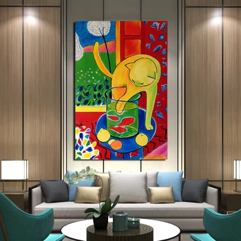 Plagát Vintage Matisse Mačka Lov Rýb Umelecké Plátno Na Maľovanie Tlač Obývacia Izba Domova Moderné Nástenné Art Olejomaľba Plagát