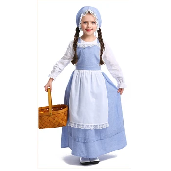 Dievčatá Vidieku Farmy Kostým, Šaty Deti Na Halloween Party Slúžka Cosplay Fancy Dress Uniform