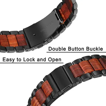 Prírodné Drevo & Nehrdzavejúcej Ocele Watchband pre Apple Hodinky iWatch SE Série 6 5 4 3 2 44 mm 42mm 40 mm 38 mm Červený Santal Kapela Popruh