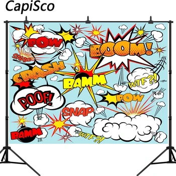Capisco superhrdina Rečové Bubliny Boom Bang Cartoon Dieťa Fotografie Pozadia Pre Photo Studio Vinyl Fotografického Pozadia