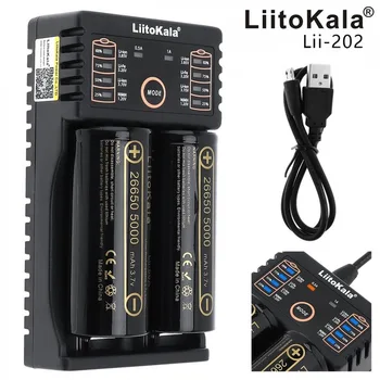 LiitoKala nabíjačka Lii-202+2 ks HK Lii-50A LiitoKala 26650 5000 mah Nabíjateľná pre baterku, 40-50A downlo