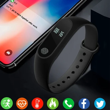 M2 Smart Band Náramok fitness Náramok Hodiniek Srdcového tepu Nepremokavé Bluetooth OLED Tracker pre IOS a Android