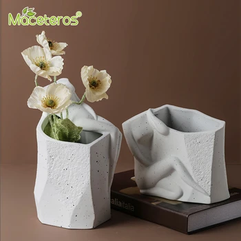 Nové Kreatívne Body Art Socha Váza Jednoduché Keramické Čistý Biely Kvet, Zelená Kvetináč Záhradníctvo Domov Vstup Dekorácie Dodávky