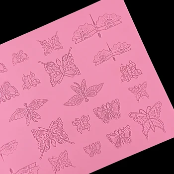 Minsunbak Krásny Motýľ Vzor Čipky Mat Silikónové Čipky Formy Fondant Tortu Hranice Dekoratívne Čipky trúbenie