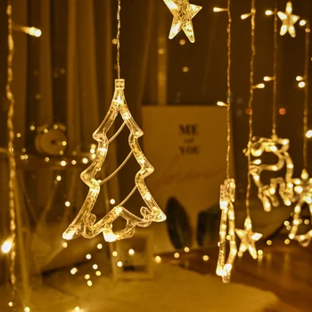 LED 3.2 M Vianočné Zvony Star Jeleň Strom Garland Svetlá Víla Opony Svetlo Na Nový Rok Party, Svadbu, Dovolenku Dekor