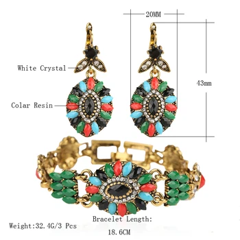 Luxusné Turecko Šperky Zlatý Náramok Pre Ženy Farebné Živice České Svadobné Šperky Sady