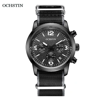 Ochstin 2019 nové športové quartz hodinky pre mužov top značky luxusné darčeky muž nepremokavé armády hot predaj chronograf zápästie black stai