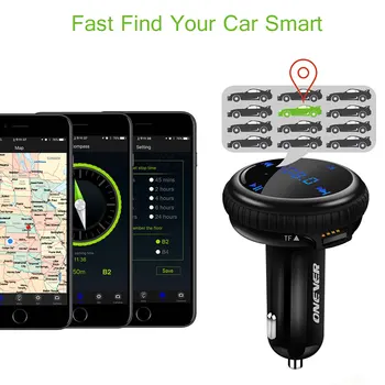 Onever Bluetooth do Auta Prehrávač Hudby FM Modulátor GPS Auto Finder Locator 2.1 Duálny USB Nabíjačka do Auta Podpora TF Kariet