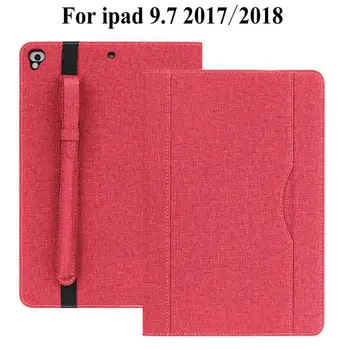 Predné Podporu PU Kožené puzdro Pre iPad 9.7 palca 2017 2018 Kryt Pre ipad 9.7 pro iPad Vzduchu 1 2 9.7-palcový Tablet Prípade+film+pero