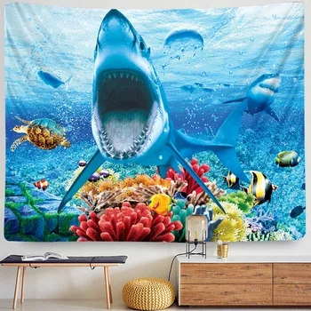 Hrozné shark Gobelín Canva Maľby Číslo s Izba Dekorácie Art obraz Súčasnej nástenné gobelíny boho výzdoba domov dekor