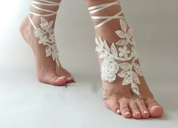 Elegantná Čipka Pláži Bind-ponožky Svadobné Sandále Naboso 2020 Anklet Reťazca Lacné Zákazku Bridesmaid, Svadobné Šperky Nohy