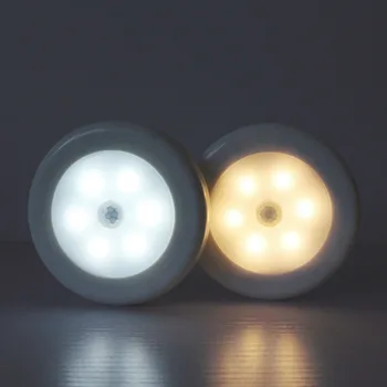 Bezdrôtové Nočné Svetlo 6 LED Batériou Napájaný Nočné svetlo S Pohybovým Senzorom Automatické ZAPNUTIE/VYPNUTIE Funkcie Pre Spálňa Izba Domáce Osvetlenie
