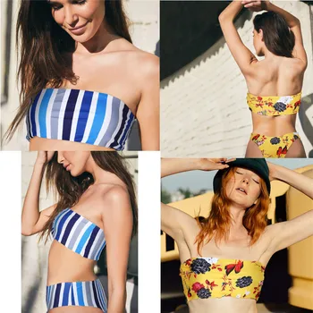 INSTANTARTS Prispôsobiť 3D Tlač Ženy Bikini Set 2019 Letné Beach Plavky bez Ramienok Bandeau Top Vysoký Pás Spodnej Plávať Oblek