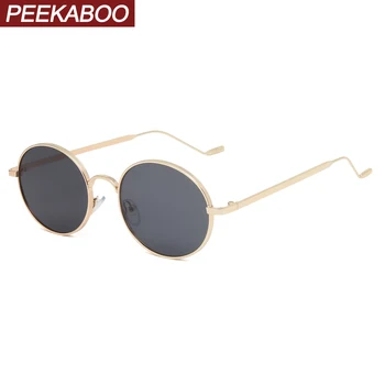 Peekaboo retro oválne slnečné okuliare mužov kovový rám letné čierne zlato okrúhle slnečné okuliare pre ženy vintage uv400 drop shipping