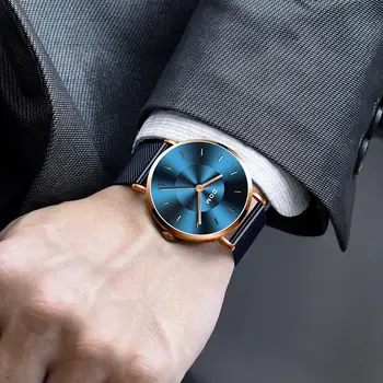 Sledujte muži DOM Top Značky Luxusné Quartz hodinky Bežné quartz-hodinky oceľové Pletivo popruh hodiny muž Relog M-1289GK-2M